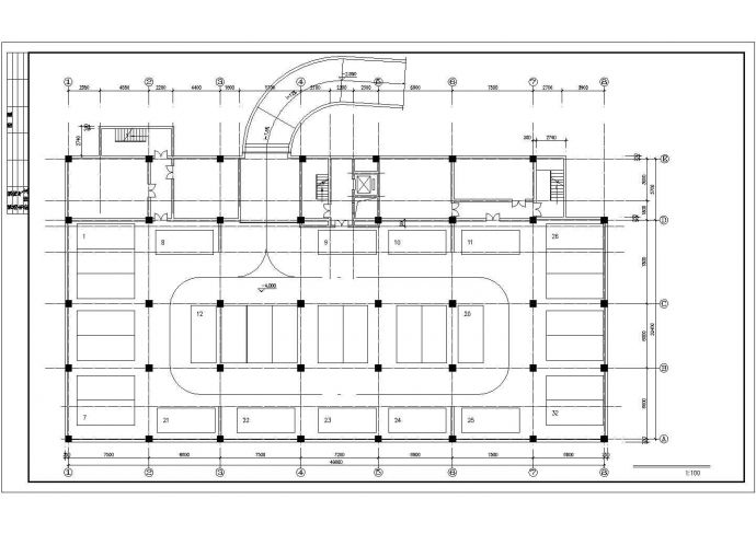 某个板式小高层建筑CAD基础平面布置参考图_图1