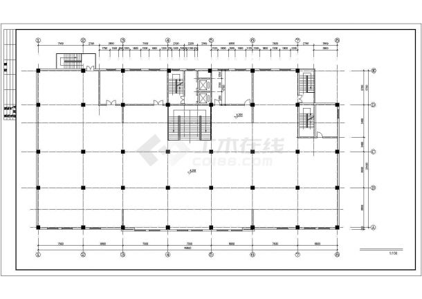 某个板式小高层建筑CAD基础平面布置参考图-图二