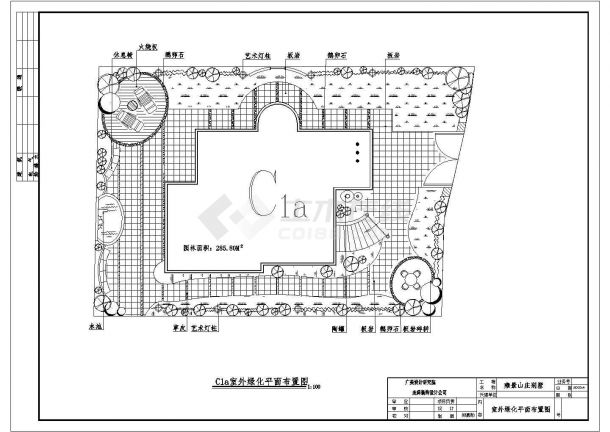 雍景山庄别墅绿化设计布置CAD图纸-图二