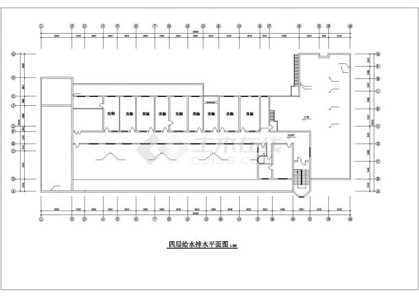 苏州第四人民医院4层传染病房给排水CAD设计图纸-图一