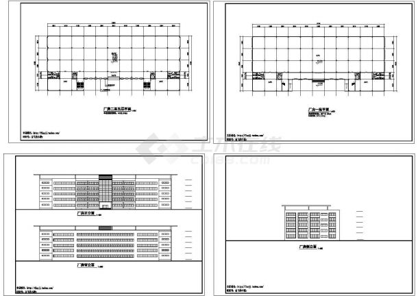厂房设计_5层厂房方案设计CAD图【各层平面 3立面（无剖面及屋顶平面）】-图一