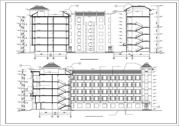 某高校砖混U形学生公寓楼建筑设计CAD图纸_图1