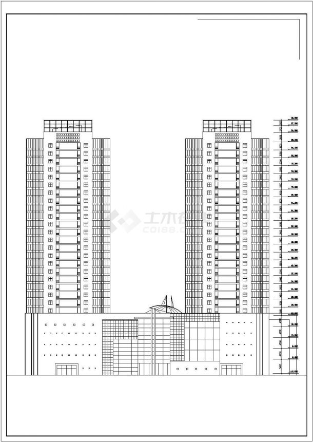 5万平米30层框剪结构商业大厦建筑设计CAD图纸（含地下2层）-图一