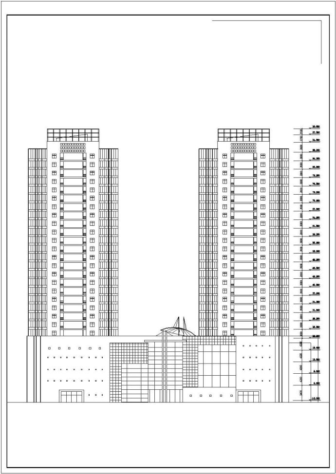 5万平米30层框剪结构商业大厦建筑设计CAD图纸（含地下2层）_图1