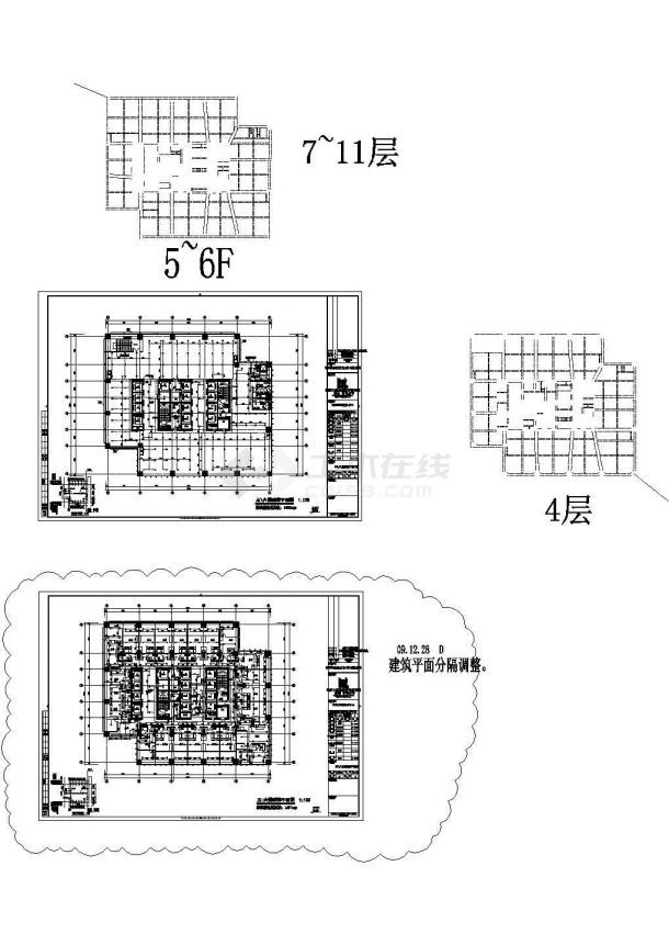 南通国贸塔楼5-6F改客房全套非常标准设计cad图纸-图一