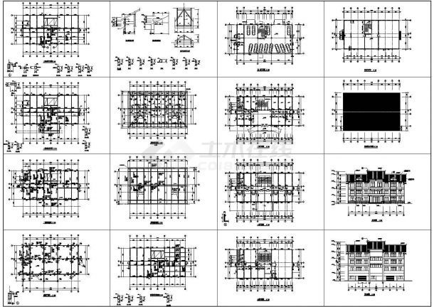 办公楼设计_四层办公楼混凝土结构施工图（CAD含建筑），16张图纸-图一