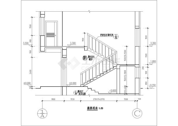 某公司390平米2层框架结构职工停车库建筑设计CAD图纸-图二