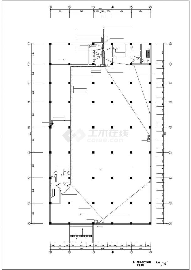 沈阳市某商住综合楼1200平米的人防车库电气设计CAD图纸-图一