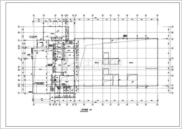 某大型汽修厂3800平米2层框架结构维修车间施工设计CAD图纸-图一