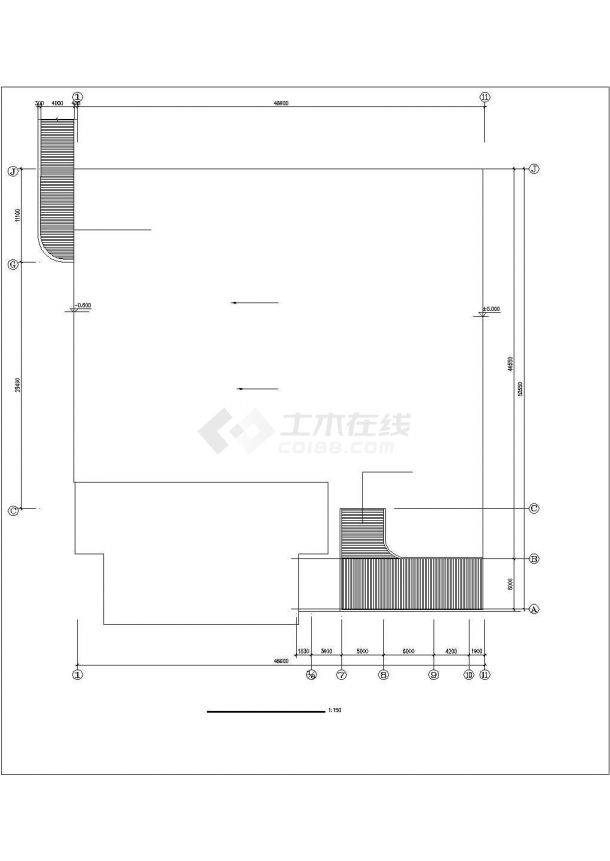 湘潭市某现代化小区880平米地下停车库建筑设计CAD图纸-图二