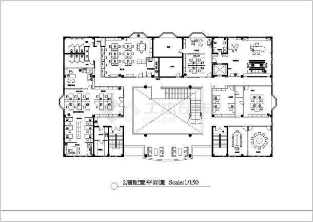 某大型商贸区商务楼建筑方案设计施工CAD图纸-图二