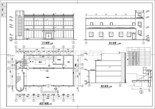 某市中心商贸区食堂建筑方案全套设计施工CAD图纸-图一