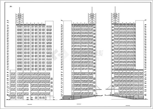 某市中心商贸区四星级酒店建筑方案全套设计施工CAD图纸-图二