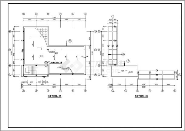某城市宿舍餐厅建筑方案设计施工CAD图纸-图二