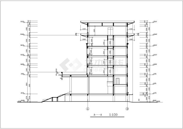 芜湖市某市政单位1.1万平米8层框架结构办公楼建筑设计CAD图纸-图二