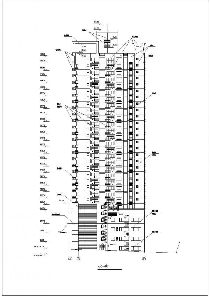 2.1万平米28层框架剪力墙结构商住楼建筑设计CAD图纸（1-4层商用）_图1
