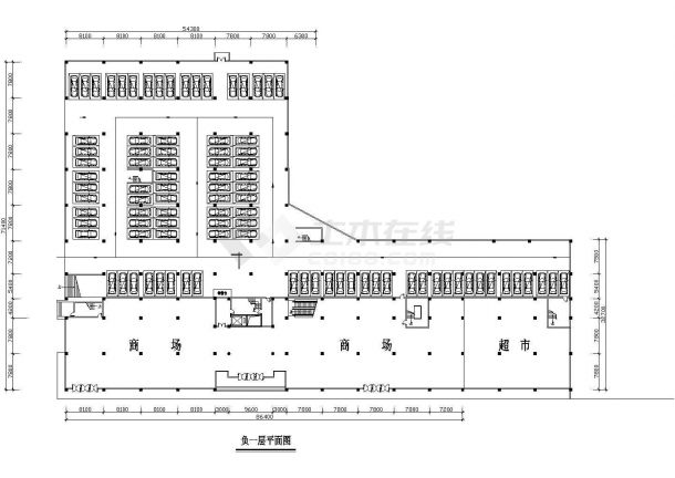 6200平米6层框架结构临街百货商城建筑设计CAD图纸-图二