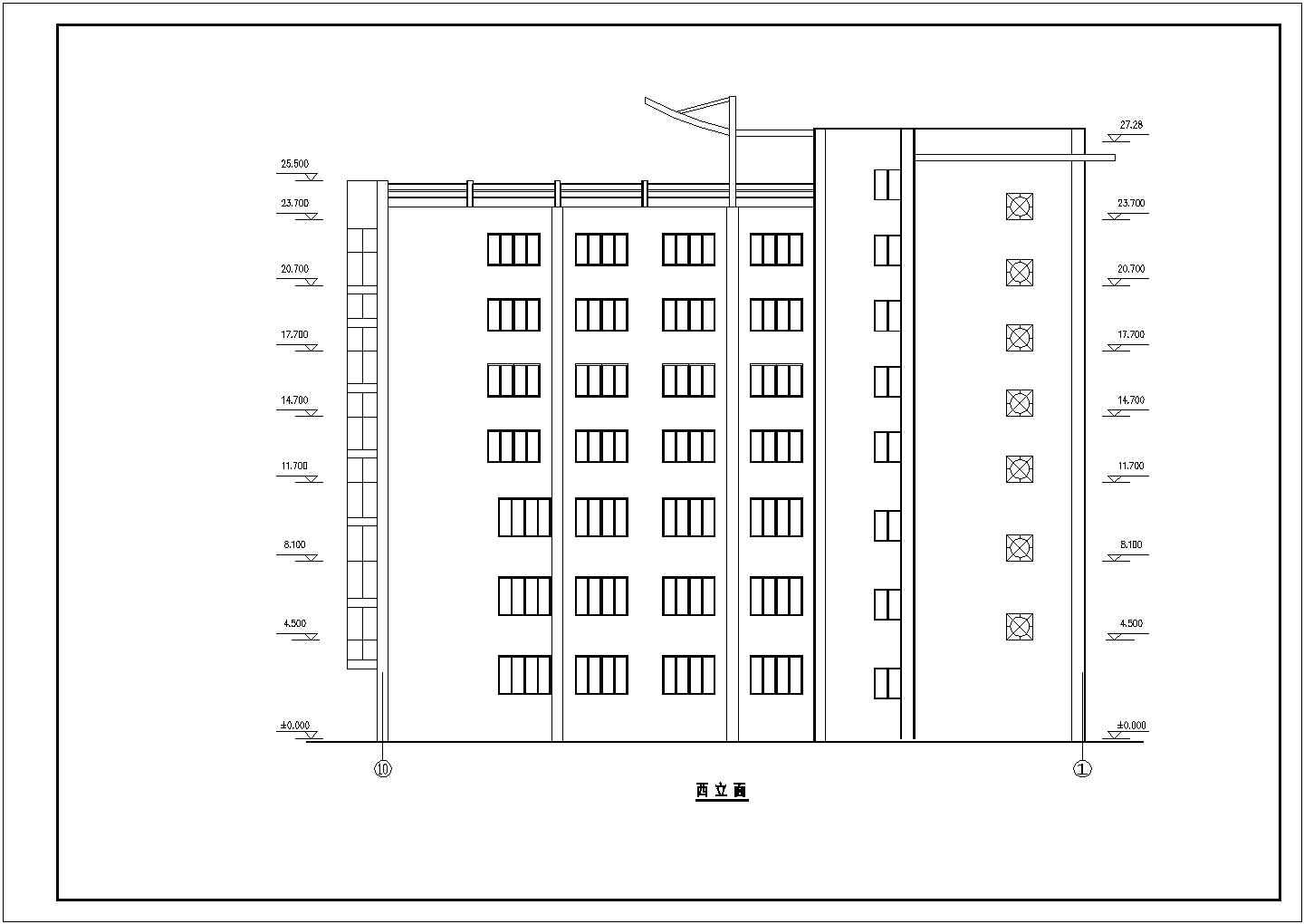 某城市综合商办楼建筑方案设计施工CAD图纸