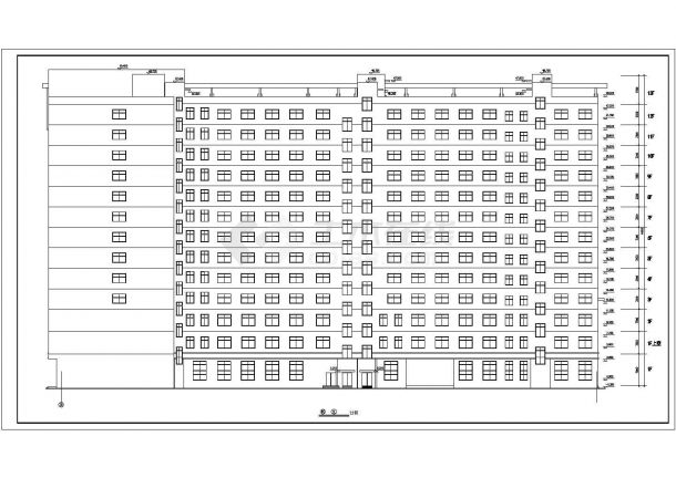 某地区十二层综合楼建筑方案设计施工CAD图纸-图一