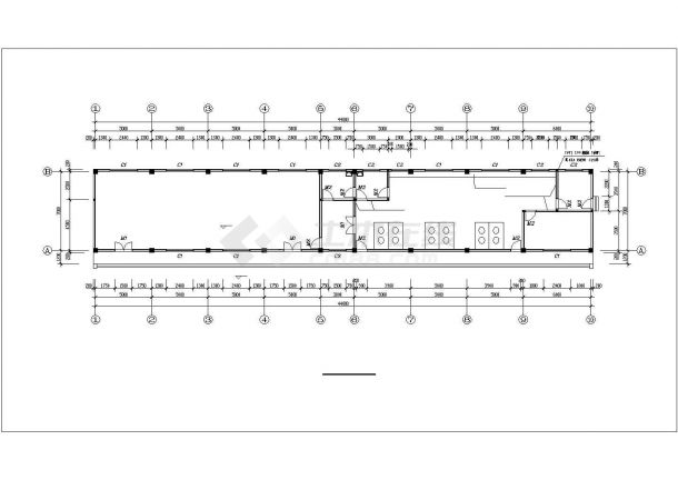 某地区时代广场综合食堂建筑方案设计施工CAD图纸-图二