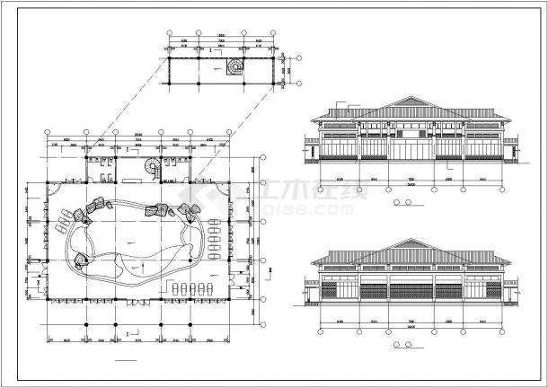 某地区商业温泉浴场建筑方案全套设计施工CAD图纸-图二