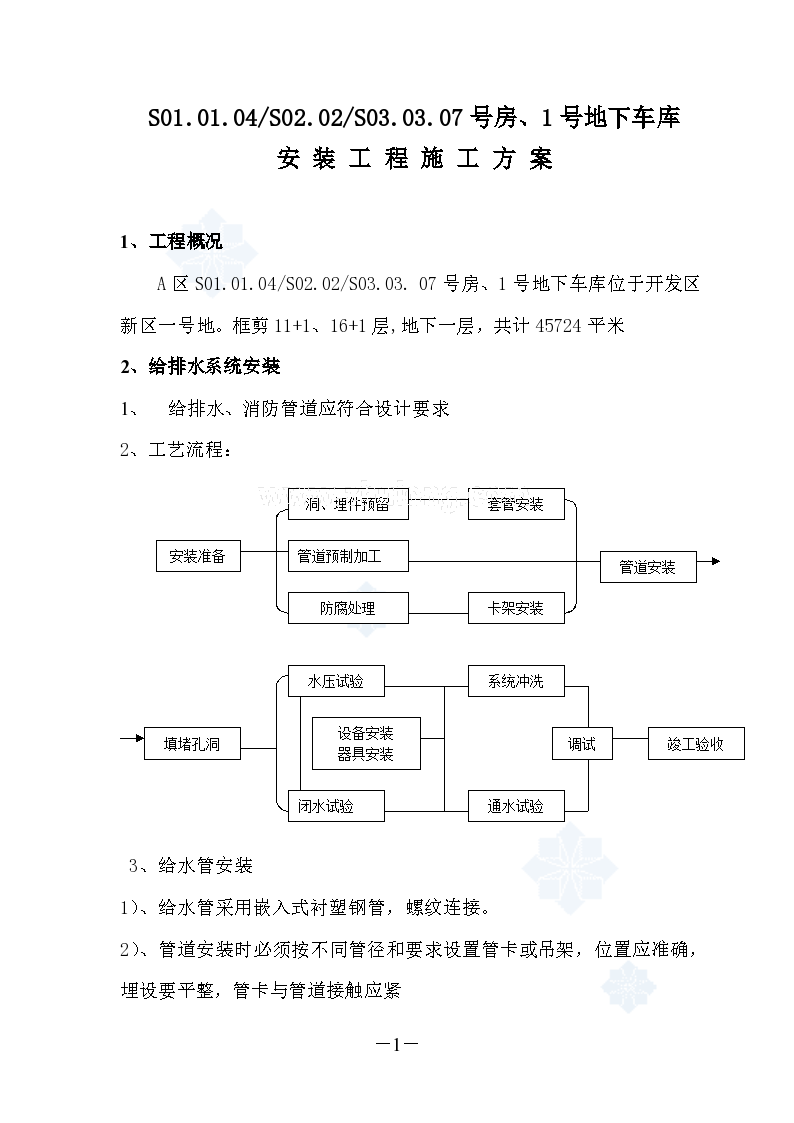 某小区a区水电安装方案_