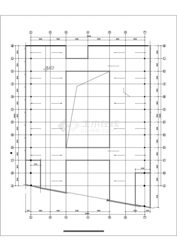 徐州市第四中学5层框架结构学生宿舍楼建筑设计CAD图纸（含效果图）-图二