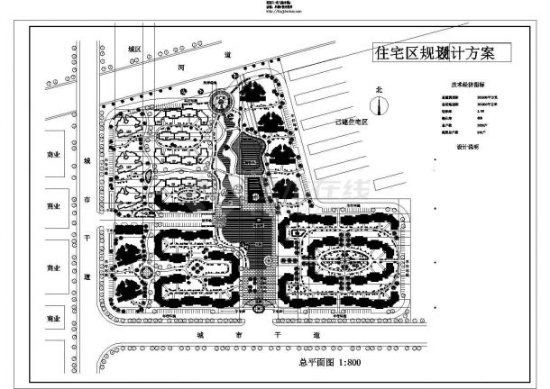 总用地103000平米总户数2020户住宅区规划设计方案图纸-图二