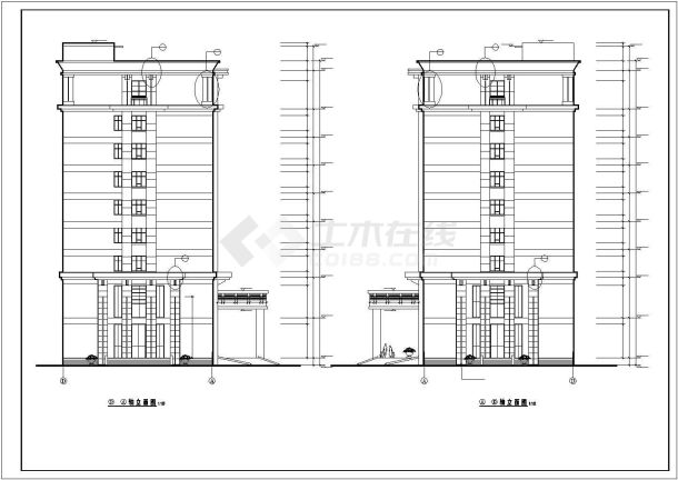 郑州市中原区某临街9层商务大酒店建筑设计CAD图纸（含效果图）-图二