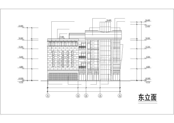 杭州市某商业街7000平米四层框架结构百货商场建筑设计CAD图纸-图一