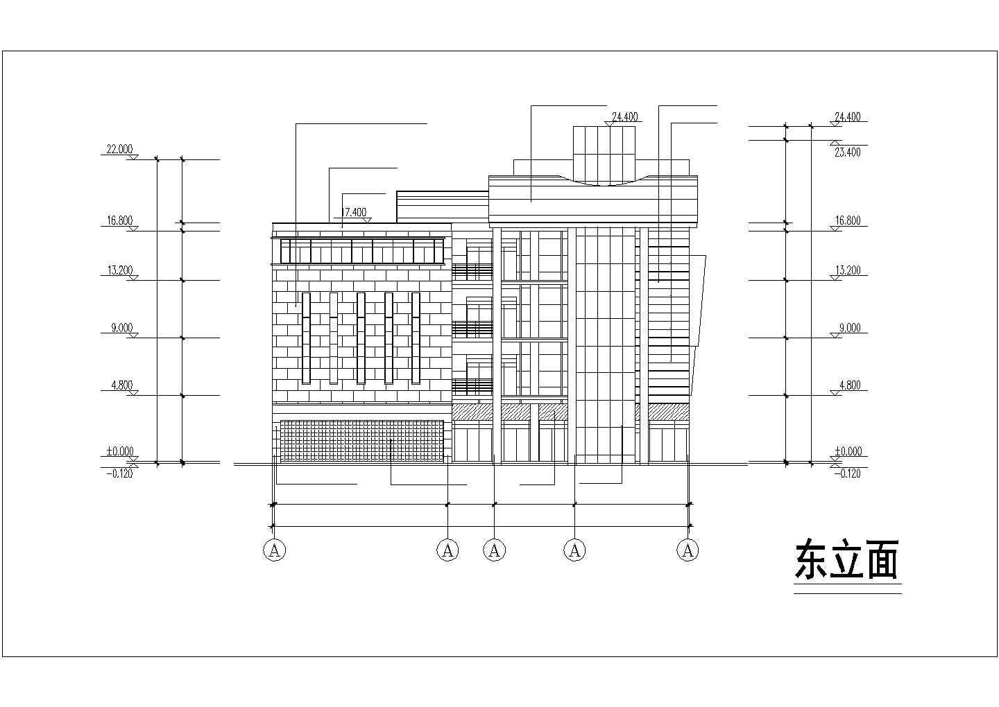 杭州市某商业街7000平米四层框架结构百货商场建筑设计CAD图纸