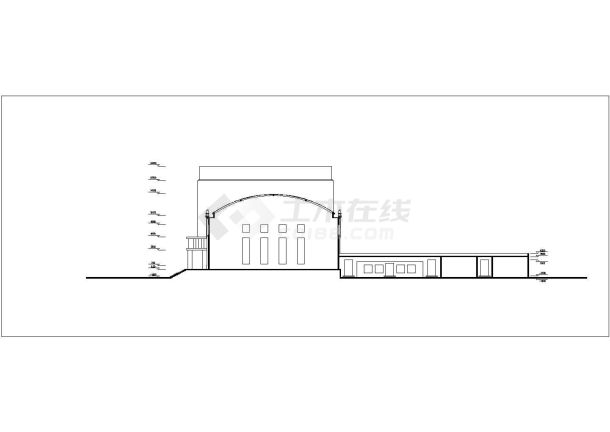 扬州市某工厂单层框架结构职工食堂建筑设计CAD图纸-图一