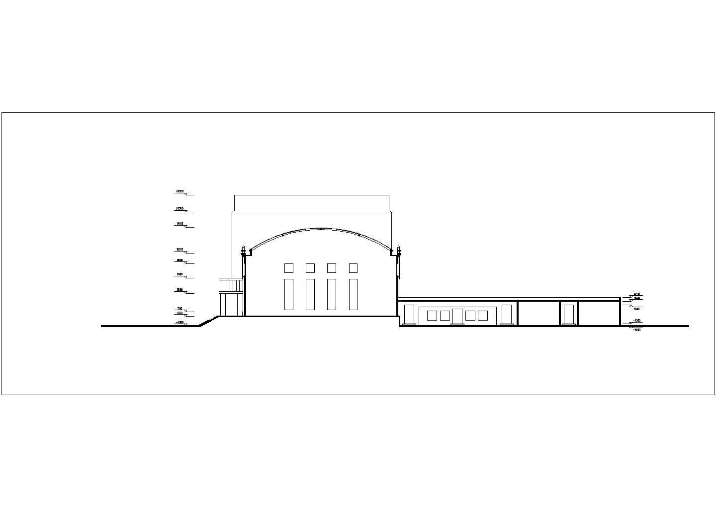 扬州市某工厂单层框架结构职工食堂建筑设计CAD图纸