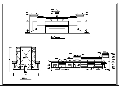 某三层框架结构中学艺术中心建筑施工cad图(带地下室设计，共七张)-图一