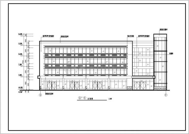 芜湖市某商业街4100平米4层框架结构商务宾馆建筑设计CAD图纸-图一