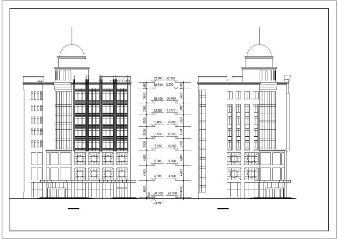 贵阳市某商业街1.3万平米8层框架结构三星级大酒店建筑设计CAD图纸_图1