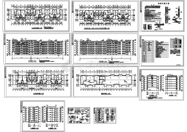 一套节能住宅楼平立剖面建筑cad图纸-图一