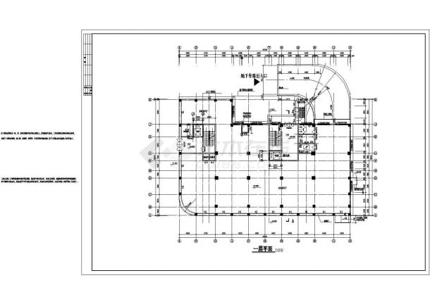 一栋办公小高层建筑设计方案CAD图纸-图二