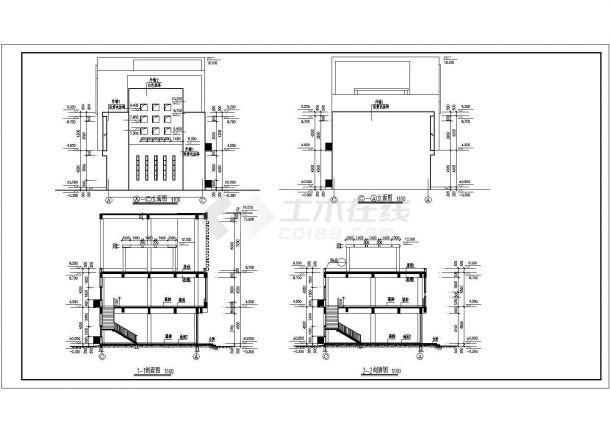 湖家园小区多层商业楼建筑全套CAD设计图(含局部三层平面图)-图二
