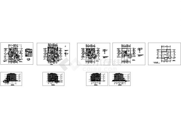 三层框架剪力墙结构别墅结构施工图（含建筑图），24张图纸。-图一