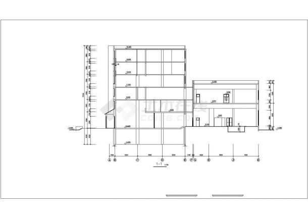 南通市某商圈1.1万平米6层框架结构高档酒店建筑设计CAD图纸-图一