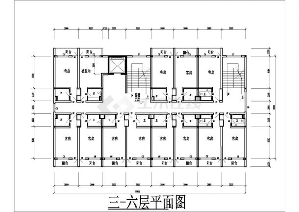衢州市某商业街6100平米6层框架结构商务酒店建筑设计CAD图纸-图一