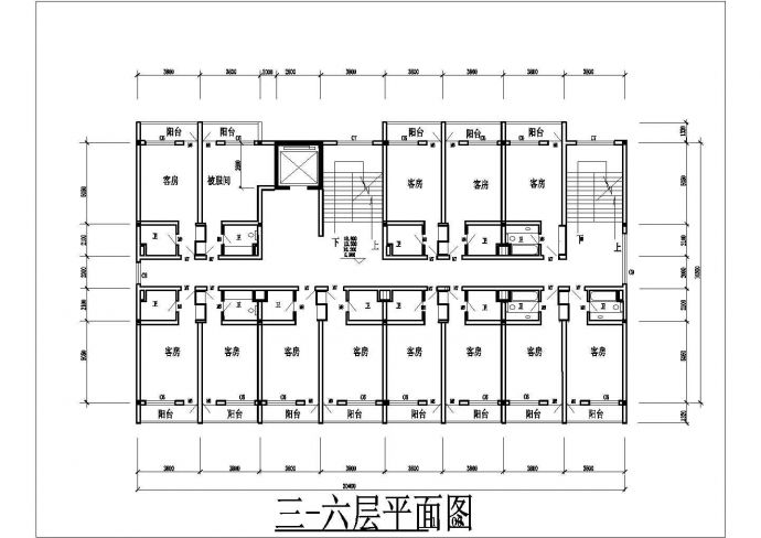 衢州市某商业街6100平米6层框架结构商务酒店建筑设计CAD图纸_图1