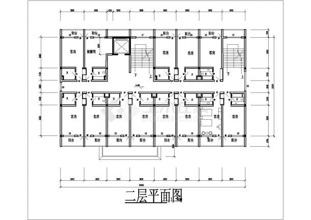 衢州市某商业街6100平米6层框架结构商务酒店建筑设计CAD图纸-图二