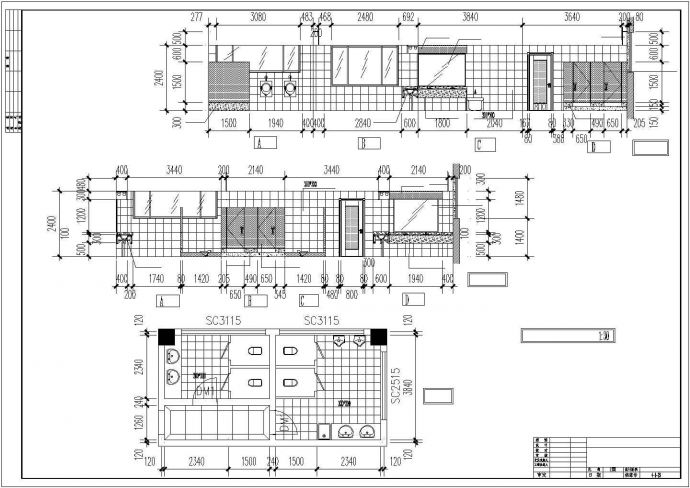 天津市某单位1100平米办公室平面布置设计CAD图纸_图1