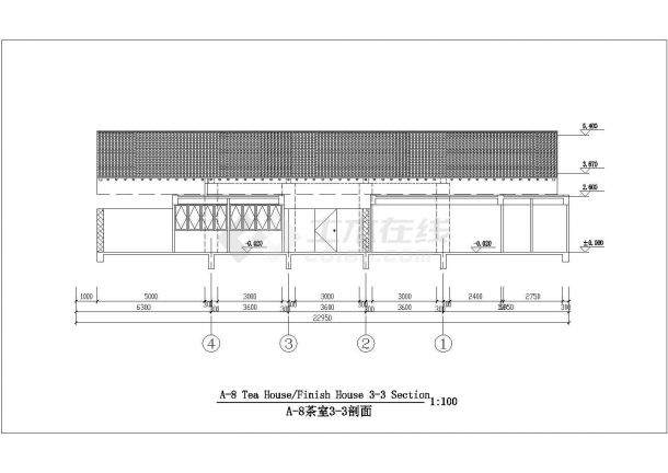 珠海市某度假山庄230平米单层休闲茶馆建筑设计CAD图纸-图一