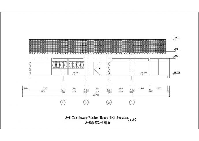 珠海市某度假山庄230平米单层休闲茶馆建筑设计CAD图纸_图1