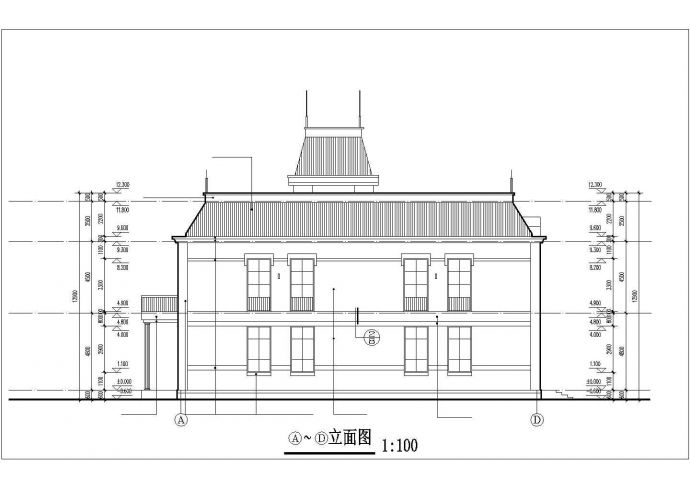 某艺术广告公司1200平米2层砖混结构办公楼建筑设计CAD图纸_图1