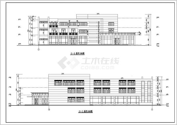 徐州某商业街2400平米3层框架结构商业综合楼建筑设计CAD图纸-图一