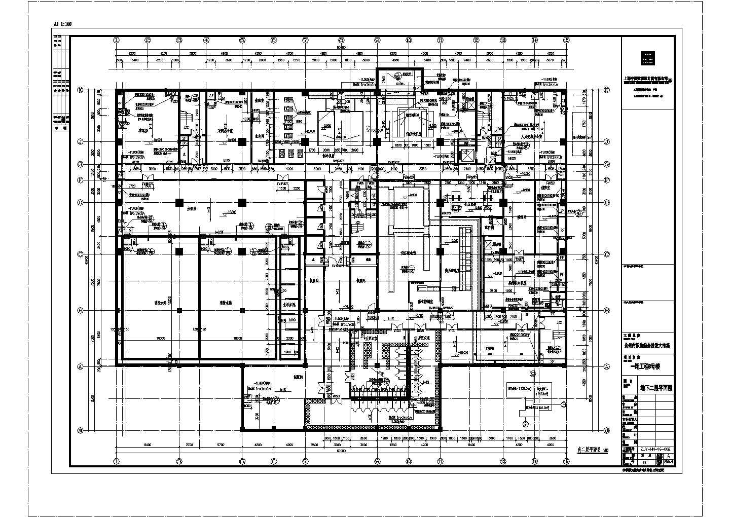 某宾馆标准层平面CAD设计布置图(含负一层平面图，负二层平面图)